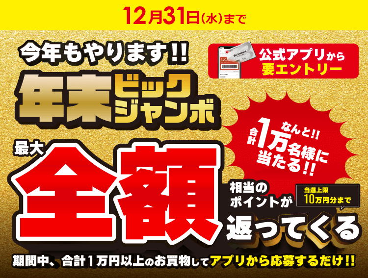 今年もやります！年末ビックジャンボ最大全額相当のポイントが当選上限10万円分まで帰ってくる
